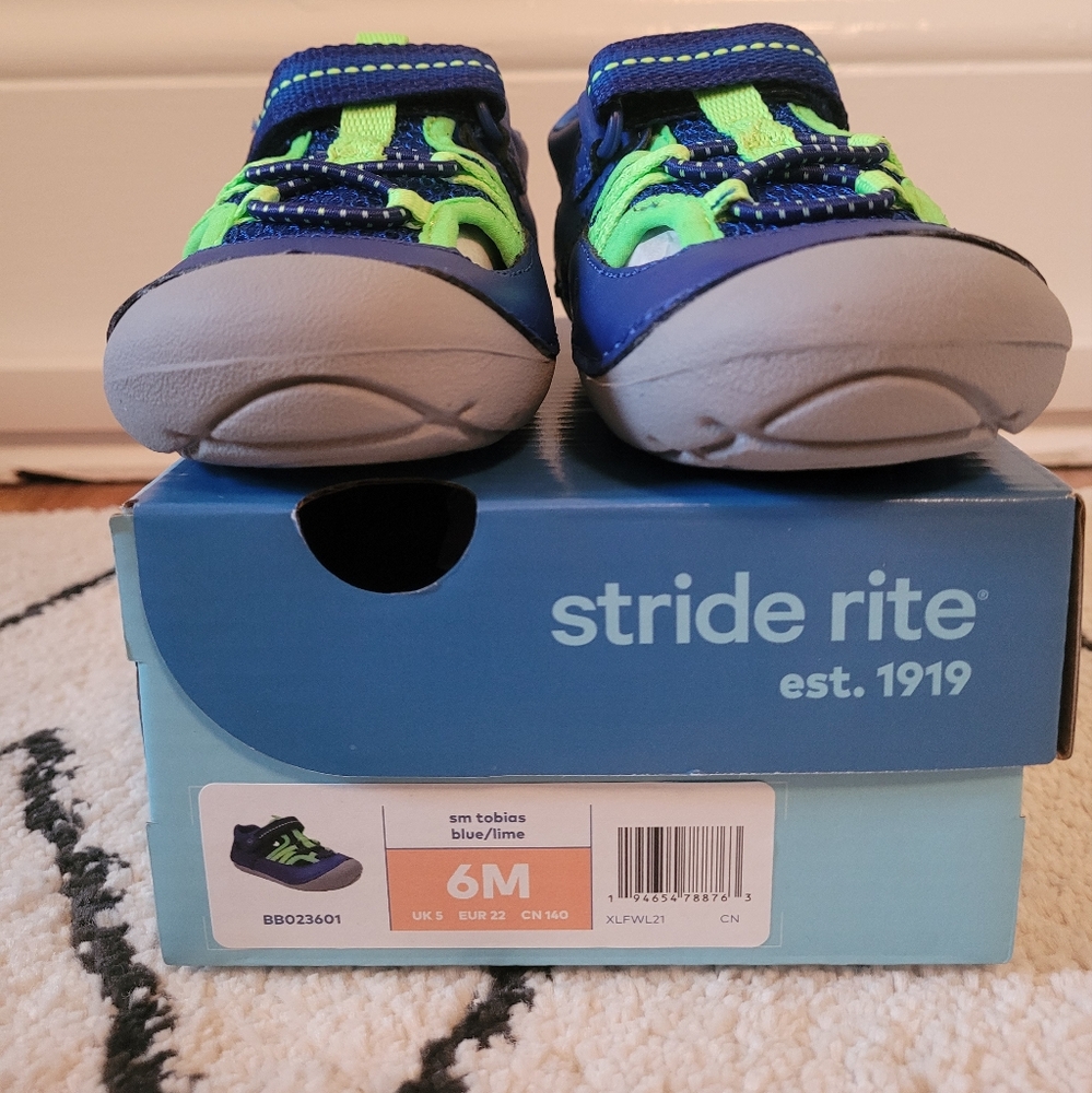 NIB Little Kids' Stride Rite Soft Motion Tobias Blue / Lime size 6